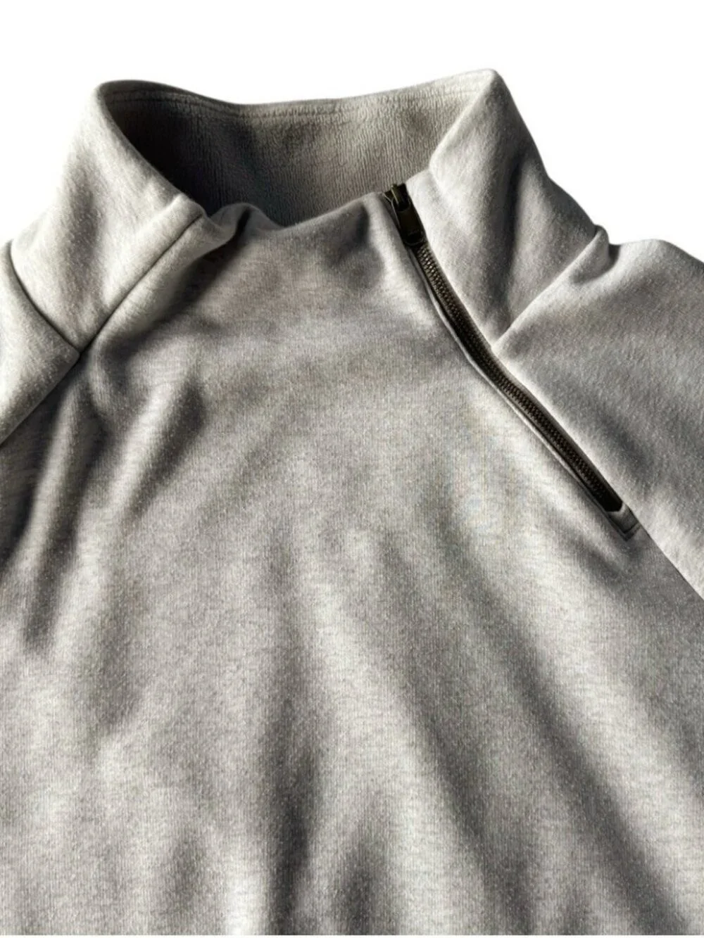Athleta Cozy Karma Asym Pullover Woman's Sz XL Heather Gray Zip Mock Neck